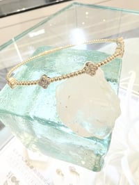 Image 2 of 14k solid gold diamond five flowers bracelet 