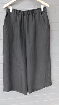 Image 2 of Wide leg linen pants -black