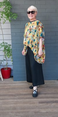 Image 1 of Wide leg linen pants -black