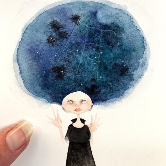 Image of Star Witch - an original tiny watercolor