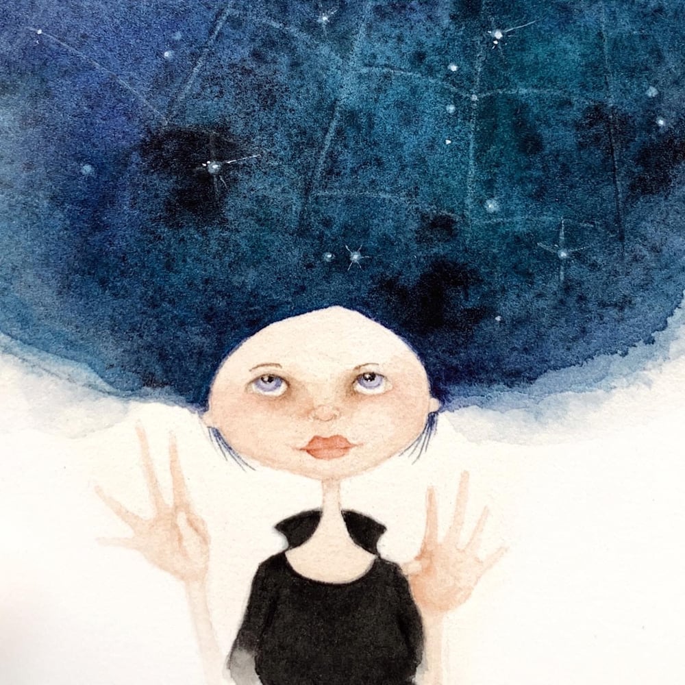 Image of Star Witch - an original tiny watercolor