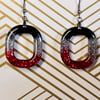 Silver Black and Red Resin Earrings