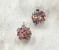 GLITTER MULTI COLORED STUD EARRINGS