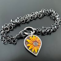 Image 1 of Bracelet with Sunflower Charm (removable to wear on 18” chain, included)