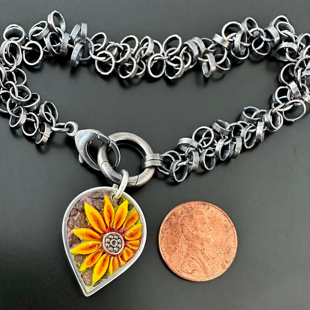 Image of Bracelet with Sunflower Charm (removable to wear on 18” chain, included)