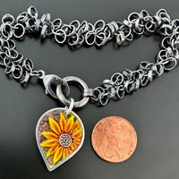 Image 2 of Bracelet with Sunflower Charm (removable to wear on 18” chain, included)
