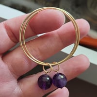 Image 3 of Amethyst + Pearl Hoops