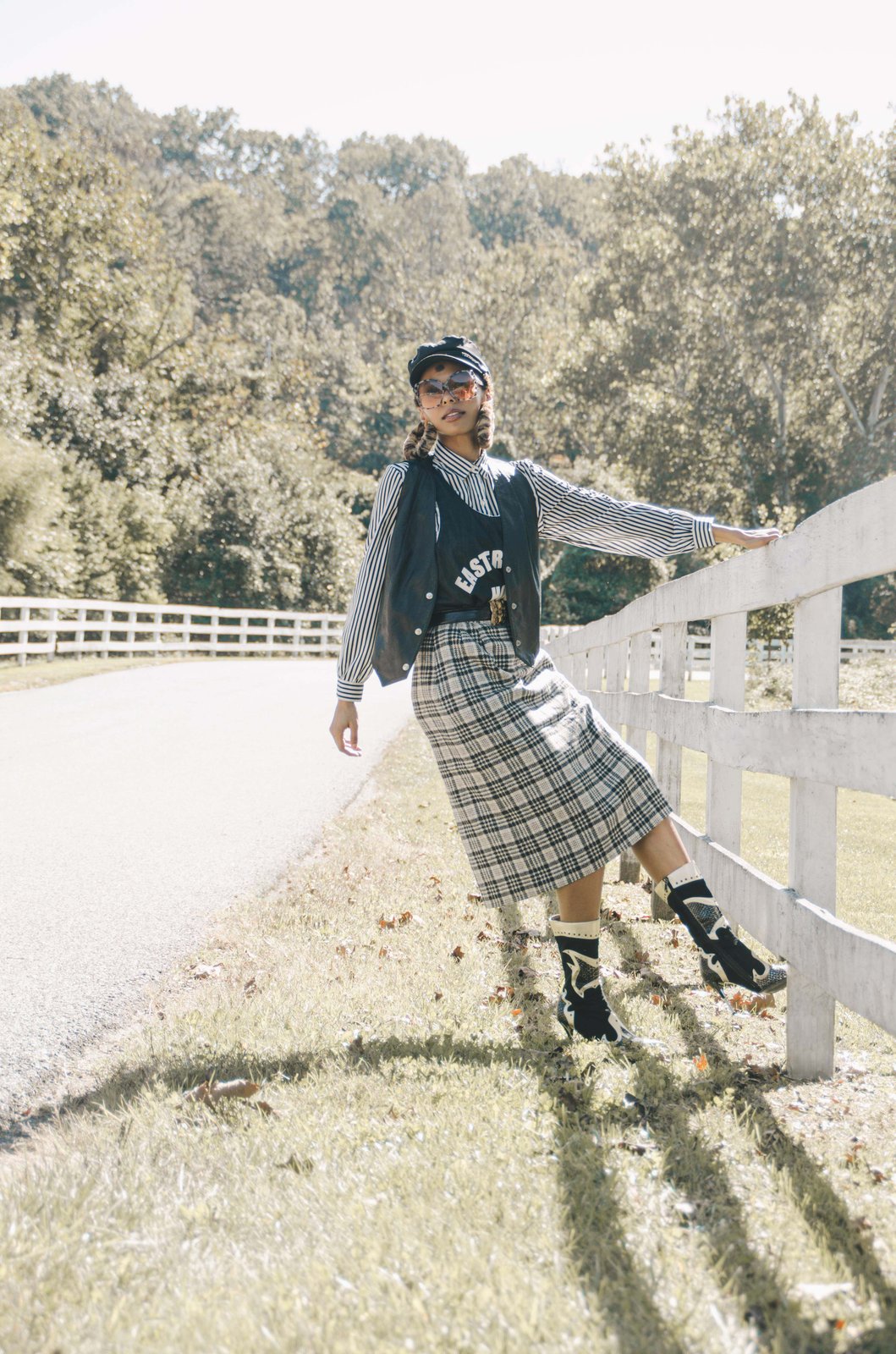 Vintage Chiant Plaid Midi Wool Skirt Golden Bird Boutique