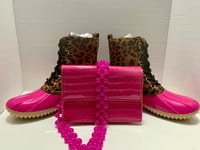 Image 4 of Pink Leopard Rainboots - Size: 7
