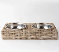 Image 1 of Double Rattan Dog Bowls