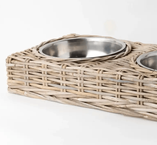 Image of Double Rattan Dog Bowls
