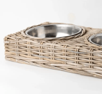Image 2 of Double Rattan Dog Bowls