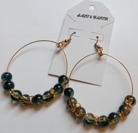 Teal & Gold Hoop Earrings 