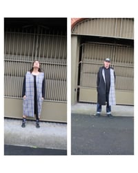 Image 1 of  Check Your Vest - Grey and Blue Check Wool/Black Denim 