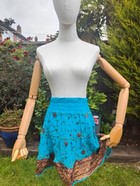 Image 6 of Boho sari beach skirt - Turquoise jewel