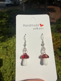Image 5 of Red Blizzard Mushroom earrings 