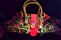 Image 1 of Recycled placemat purse with bamboo handles