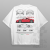 Cars and Clo - Regular Fit - Ferrari 488 Pista Blueprint T-Shirt