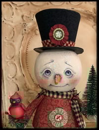 Image 2 of Christmas winter Snowman cardinal doll creation Folk art by penny