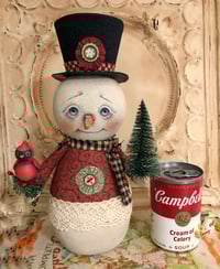 Image 3 of Christmas winter Snowman cardinal doll creation Folk art by penny