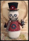 Snowman Skeleton raven Christmas Halloween doll folk art by penny