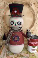 Snowman Skeleton raven Christmas Halloween doll folk art by penny