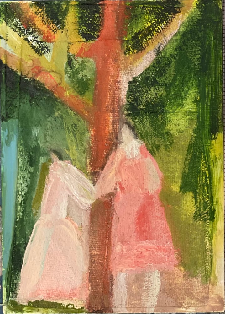 Image of Pisák Krisztina: Két rózsaszín nő fával