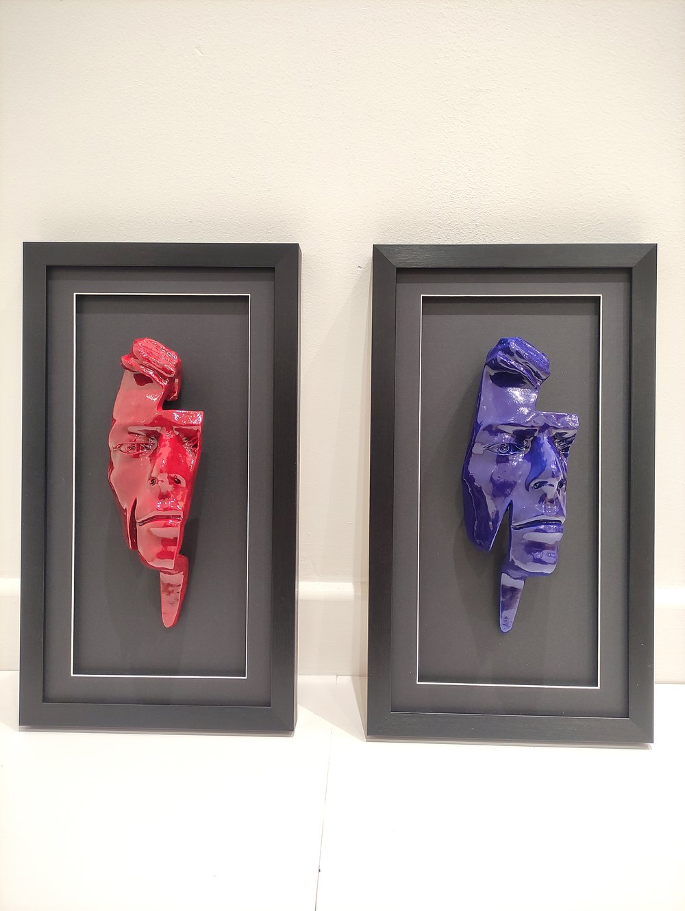 Red/Blue Resin 'Flash' Metallic Effect - David Bowie Sculpture
