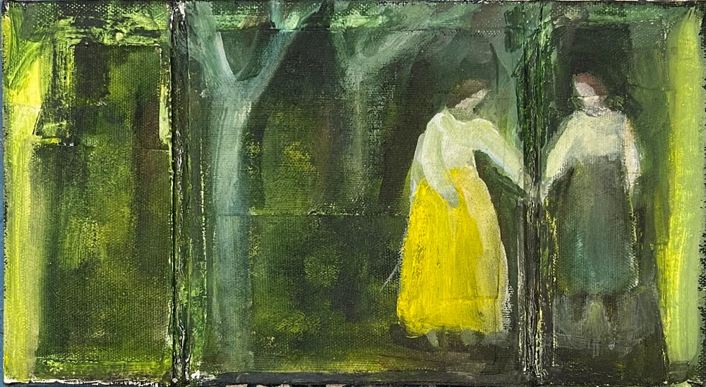 Image of Két asszony az erdőben, fogják egymás kezét