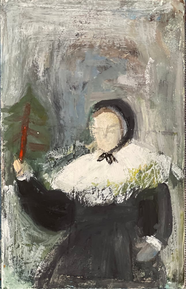 Image of Pisák Krisztina: Karácsonyfa, idős hölgy, csipkés gallér