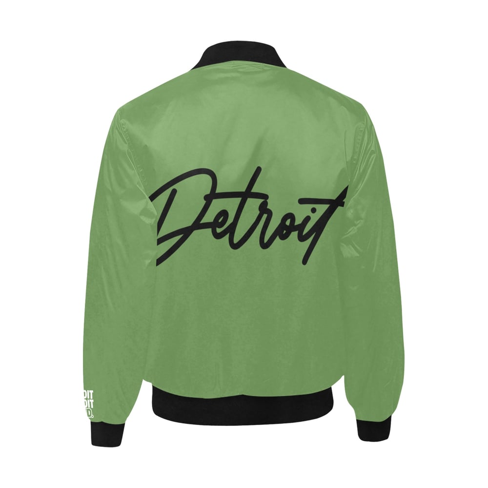 Image of Army Green Detroit Printed Bomber Jacket