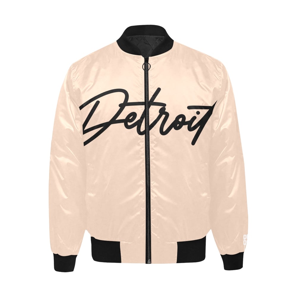 Image of Beige Detroit Printed Bomber Jacket