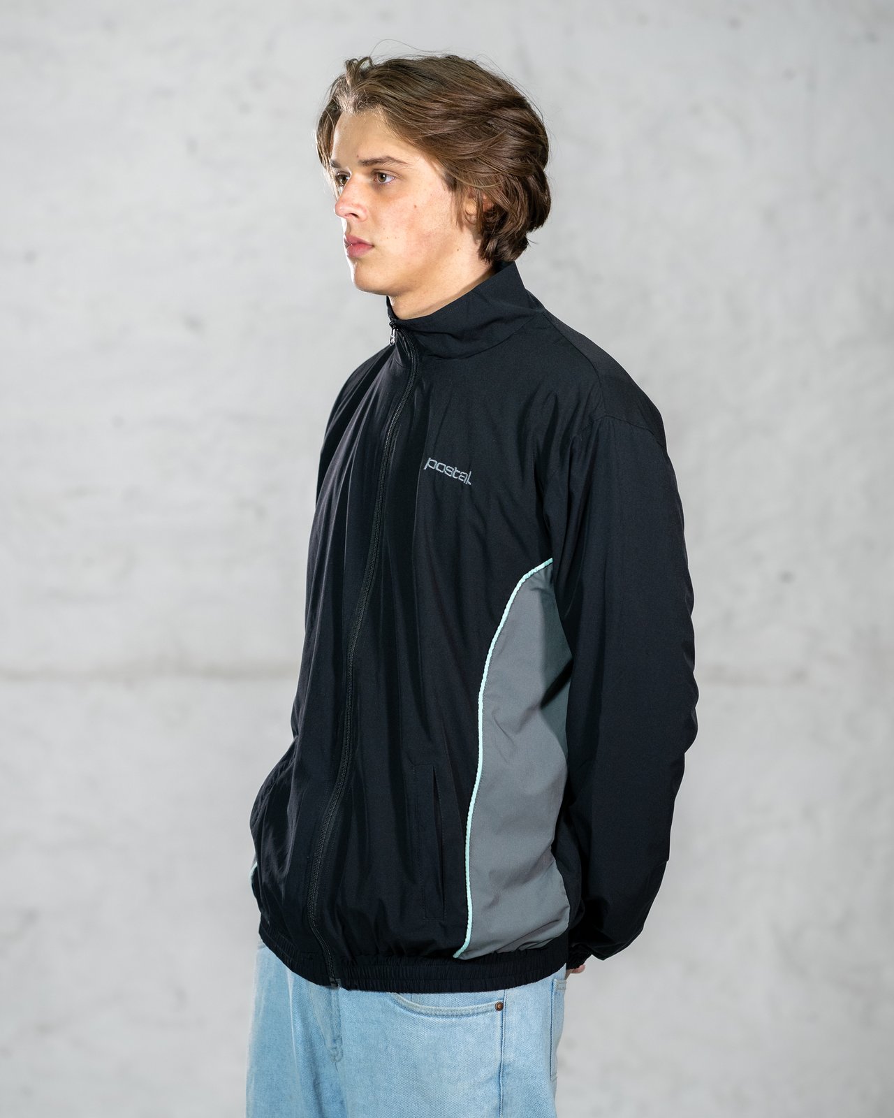 POSTAL NYLON TRACK JACKET BLACK | POSTAL