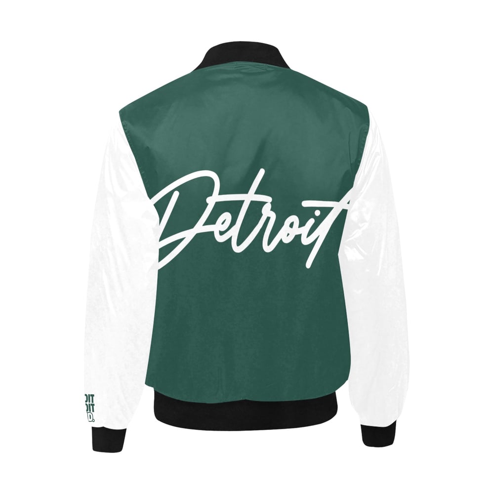 Image of Green/White Detroit Printed Bomber Jacket