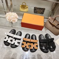 Image 2 of H Leather Slides