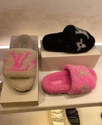 Image 3 of LV Shearling Slides