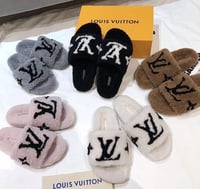 Image 4 of LV Shearling Slides