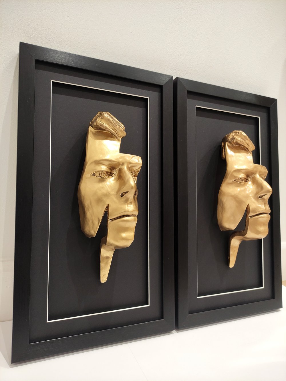 Chrome/Rose Gold Resin 'Flash' Metallic Effect - David Bowie Sculpture