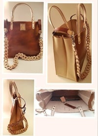 Image 1 of Custom Hand Tooled Leather Tote, Shopping style Hand Bag Purse