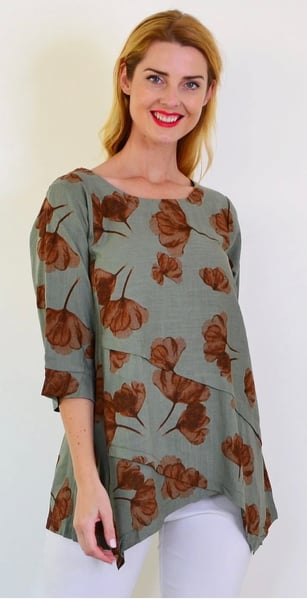 Image of Asymmetrical Line/Cotton Top - khaki 