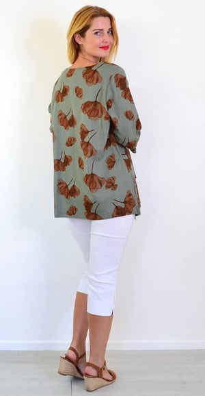 Image of Asymmetrical Line/Cotton Top - khaki 