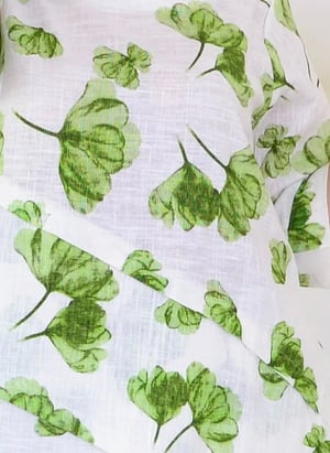 Image of Asymmetrical Linen/Cotton Top - Lime Flower