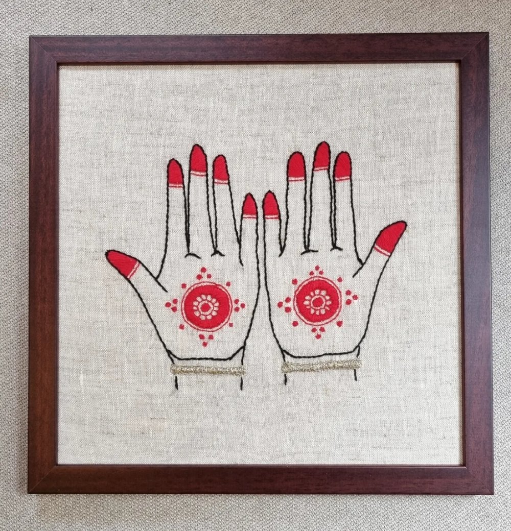 'Fresh Hands' - Framed Embroidery 