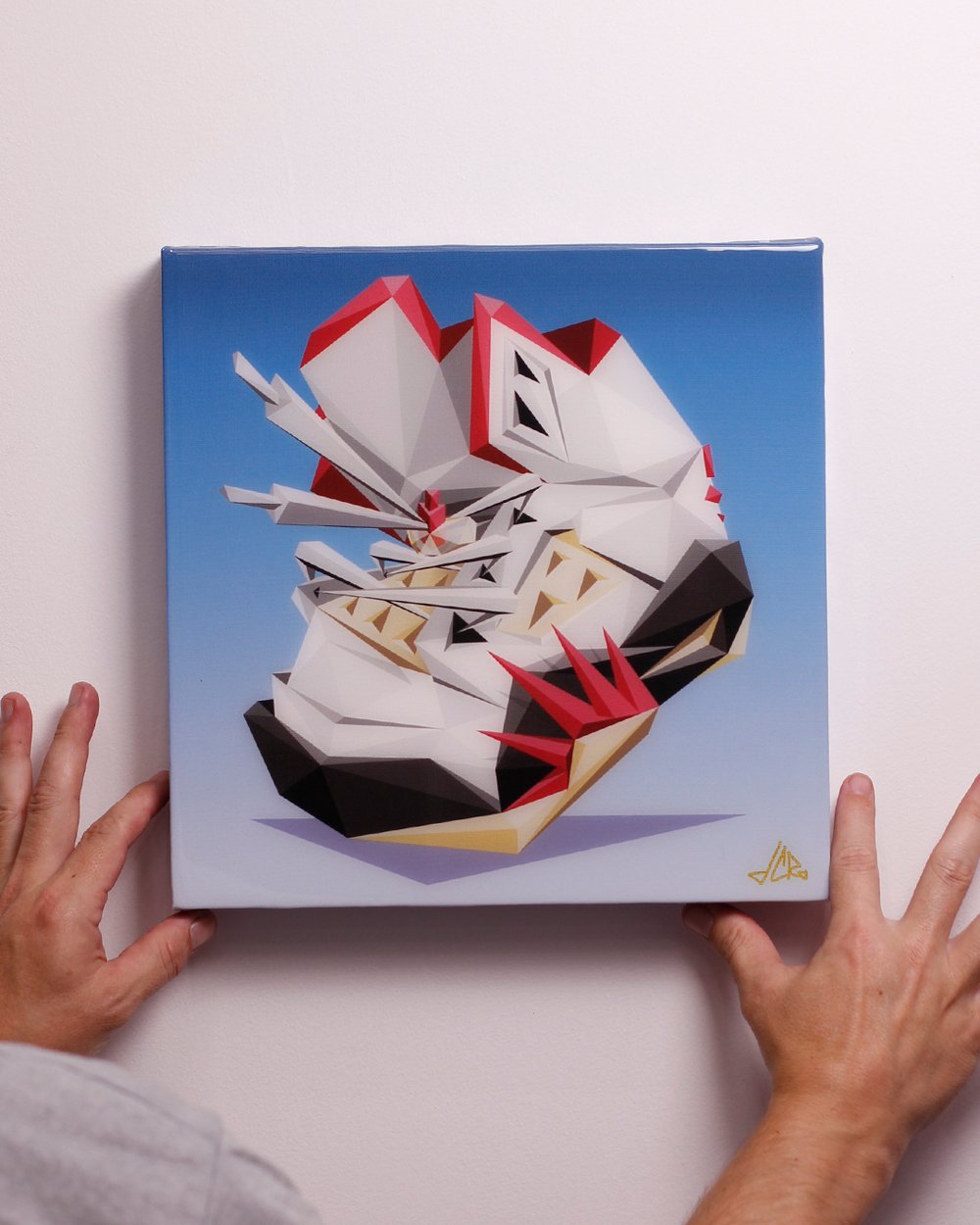 Image of 12 inch "Fire Red 5" Canvas Print + Resin