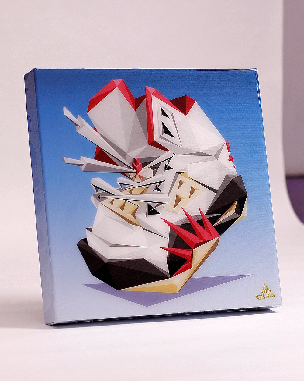 Image of 12 inch "Fire Red 5" Canvas Print + Resin