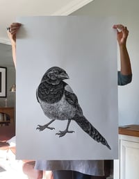 Image 3 of Magpie 1 Original Lino Print