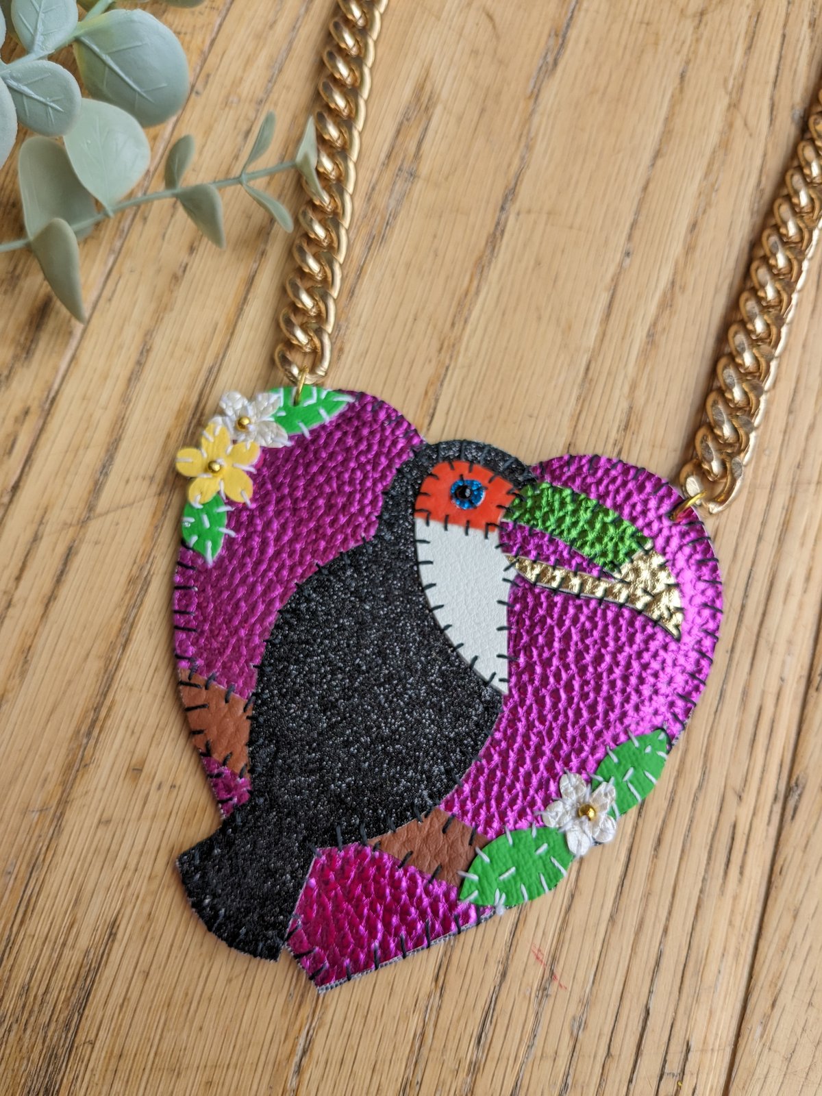 Image of Tropical Toucan Heart Necklace