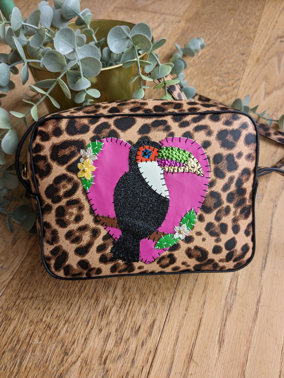 Image of Tropical Toucan Leopard Print Bag