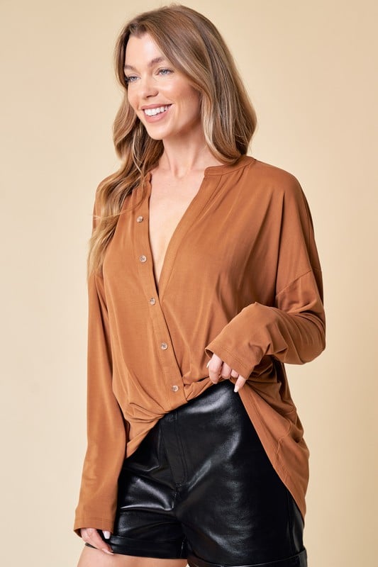 Luwos: Lady Tops And Blouses V-Neck Long Sleeve