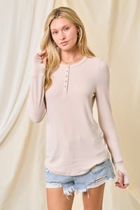 Image 5 of BRUSHED RIB HENLEY TOP